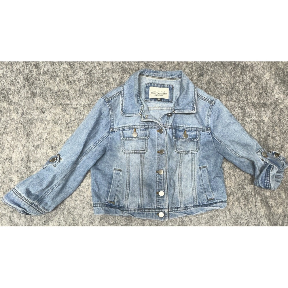 Ashley Vintage Charm Faded Blue Denim Women's Jacket Button Up-tab Sleeve (2U-3)